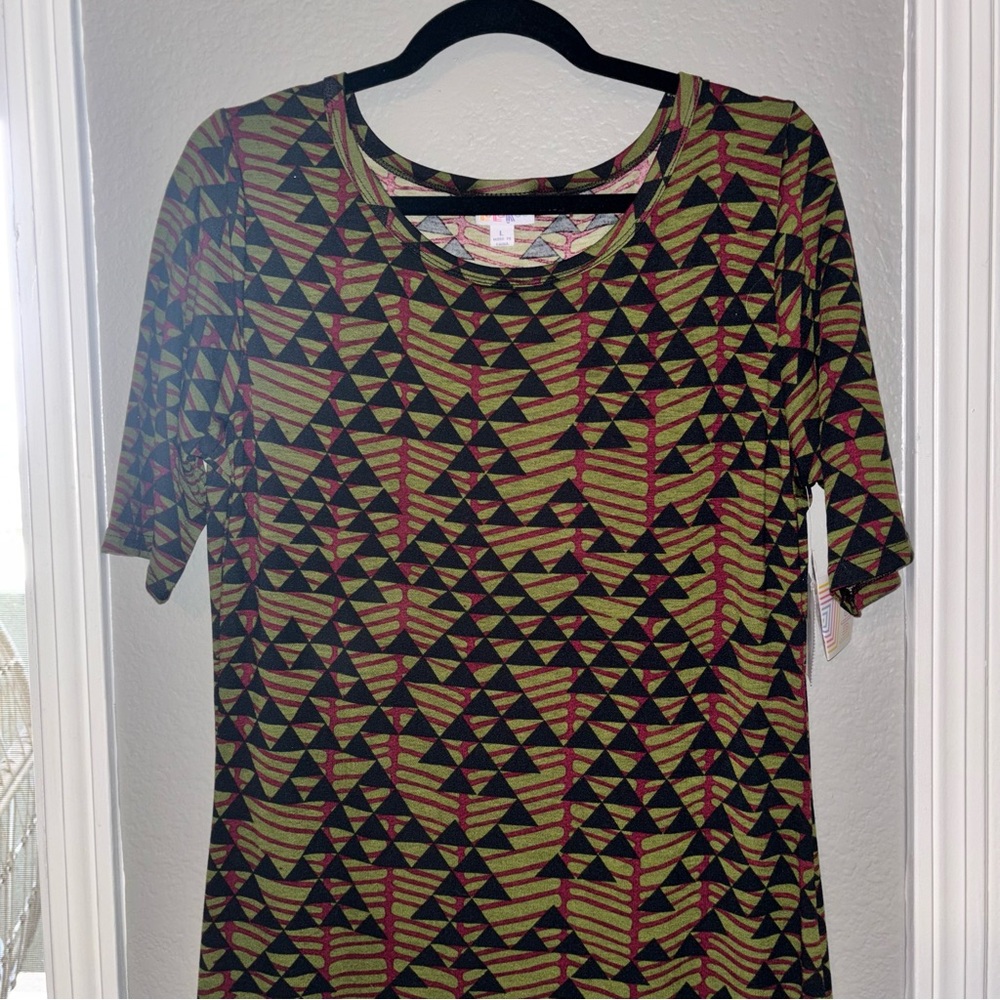 LuLaRoe Black and Gold Geometric Midi Dress